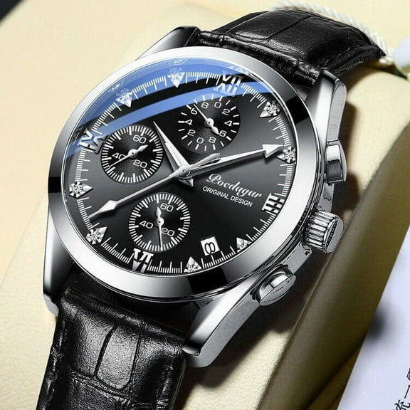 POEDAGAR New Fashion Sport Chronograph Mens Watches Top Brand Luxury Military Leather Casual Quartz Wrist Watch Student Gif