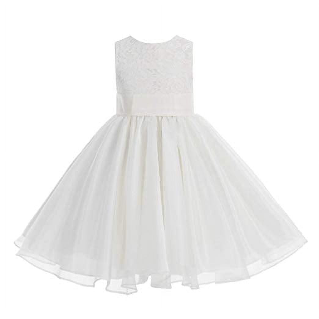 Vestido De Niña De Flores De Encaje De Marfil - Dama De Honor