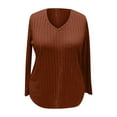 thumbnail image 3 of Sweaters for Women 2025 Oversized Long Sleeve V-Neck Ribbed Knit Plain Basic Jumper Top Womens Pullover Sweaters, 3 of 5
