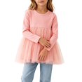 thumbnail image 5 of Lutiedan Toddler Girls Long Sleeve Tulle Peplum Tops Crew Neck Mesh Tutu Hem Shirts Casual Princess Flowy Shirts 0-3,Pink, 5 of 5
