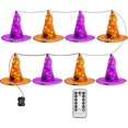 thumbnail image 5 of Luces de bruja LED decoraciones de Halloween, 8 piezas de sombrero de bruja brillante colorido con control remoto, luces de cadena de Halloween de bruja impermeables multicolores, 5 of 5