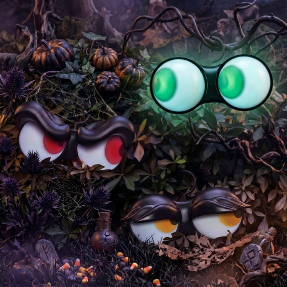 Joyfy 3 Pack Halloween Flashing Spooky Eyes Lights Decorations Outdoor Indoor, Dark-activated Battery Operated Glowing Eyes with Timer,Hangable Halloween Light Decorations for Car Yard Lawn Garden