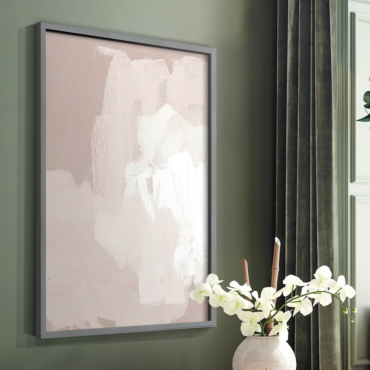 Cloud Slate II Framed Print in Gray Solid Wood Framed Print No Nail Hanging