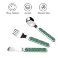 thumbnail image 3 of Salouo Monstera Leaves Pattern 3 Pieces Toddler Utensils, Kids Silverware Set Stainless Steel Utensils for Kids Children Safe Spoons Forks & Knife Dishwasher Safe, 3 of 8