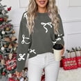 thumbnail image 4 of FRSASU Chandail d'Hiver pour Femmes à Manches Longues Col Rond Tricoté Grande Taille Mignon avec Nœud Gris G(L), 4 of 8