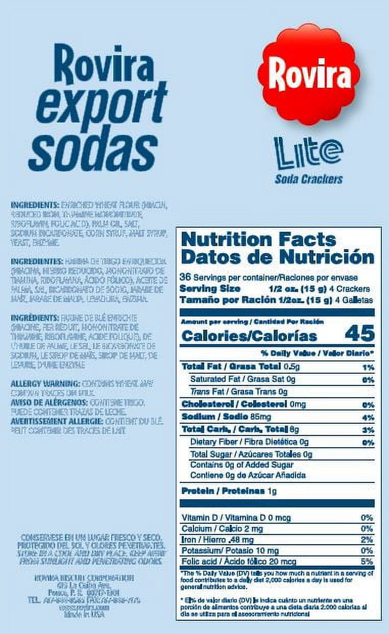 Rovira Export Sodas Lite Soda Crackers, 20oz Box