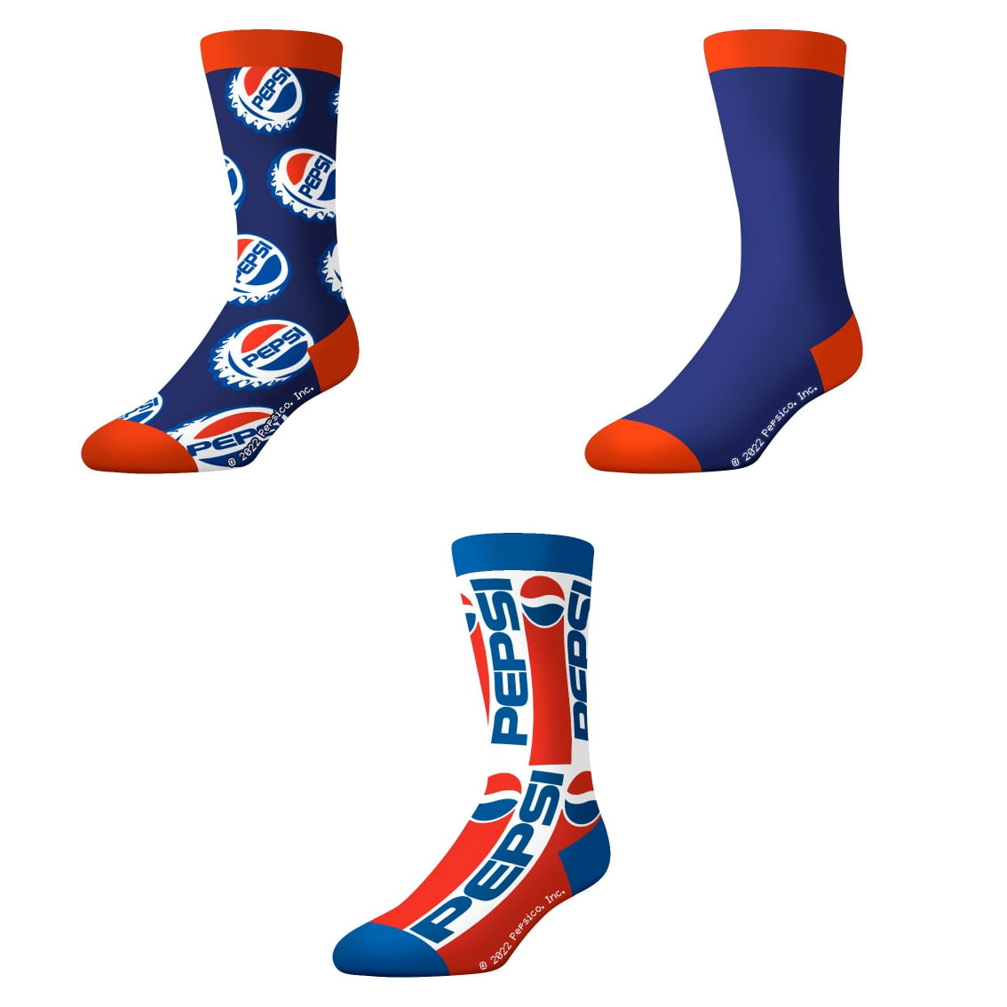 SOCKS BY CRAZYBOXER Pepsi Lid And Logo Line; Crew Socks, 3-Pairs