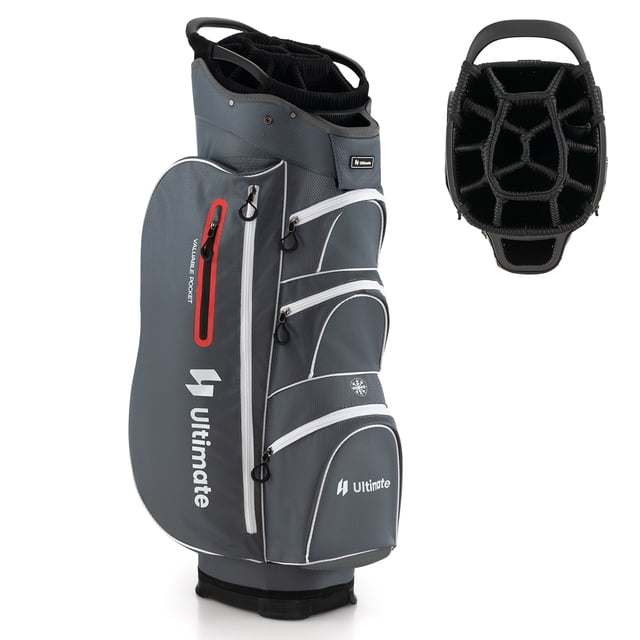 Costway Lightweight Golf Cart Bag with 15 Way Top Divider Individual Putter Well Cooler Bag Red