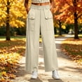 thumbnail image 2 of Levmjia Women High Waisted Wide Leg Pants Casual Drawstring Elastic Waist Side Pocket Loose Fit Pants for Women Daily Wear, 2 of 6