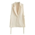 thumbnail image 2 of OKBOP Blazer Jackets for Women,Women Suit Vest Coat Split Bandage Winter Sleeveless Trun-down Collar Solid Outerwear, 2 of 5