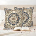 thumbnail image 3 of Retro Classical Floral Pillow Covers 2 Pack Vintage Blue Ethnic Bohemian Farm Pillowcase Waterproof Outdoor Throw Pillow Cover for Patio Garden Square Cushion 16”x16”, 3 of 9