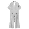 thumbnail image 4 of Two Piece Sets for Women Summer Casual Outfit Sets Fashion Stripes Printed V Neck Short Sleeve Topss and Wide Leg Double Pocket Pants Set Vacation Travel Outfits Fashion 2026, 4 of 6