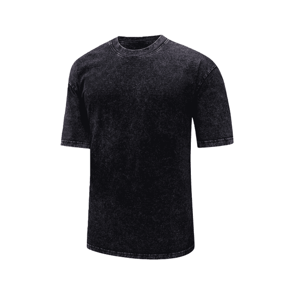 Men's Vintage Washed Cotton Short Sleeve Crew Neck T-Shirt,Black 2XL