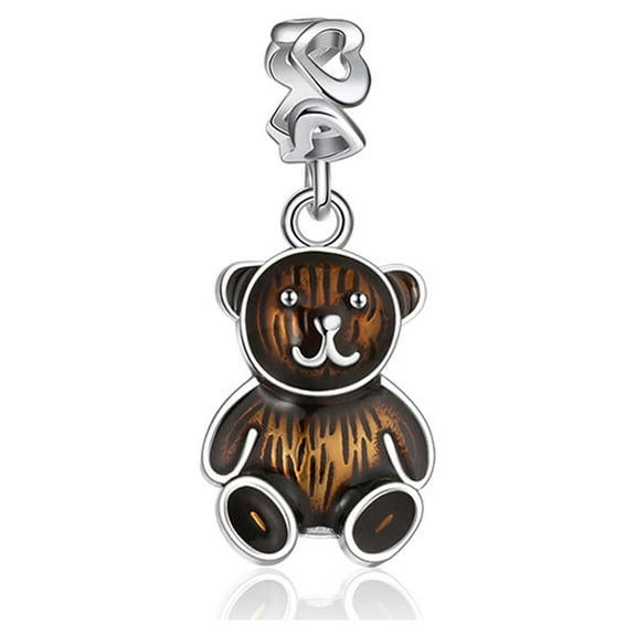 Teddy Bear Charm European Bead Sterling Silver Ginger Lyne Collection
