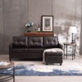 thumbnail image 3 of uhomepro 76"W Mid Century Couches and Sofas Set with Ottoman, High-End Modern Reversible Sectional Sofa, Heavy Duty Living Room Furniture Couch Sofa Set, Comfortable PU Sofa Set, Dark Brown, Q19837, 3 of 12