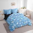 thumbnail image 2 of Feelyou Kawaii Blue Cartoon Coral Shark Twin Bedding Sets for Boys Girls, Cute Kids Starfish Marine Bedding Comforter Set, Blue, Black Reversible, 7-Piece, 2 of 7