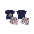 thumbnail image 2 of BemeyourBBs Toddler Baby Boy Summer Outfits Infant Baby Boys Clothes Cute Crayfish Lobster Sailboat Embroidery Short Sleeve T Shirt Tops and Pockets Plaid Shorts Set, 2 of 9