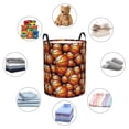 thumbnail image 4 of Balery Vintage Basketball Cesta de ropa redonda con asas, impermeable, independiente, para ropa, juguetes, dormitorio y familia-Small, 4 of 6