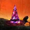 thumbnail image 4 of Halloween Light Up Witch Hat for Kids Adults Cartoon Pumpkin Print LED Light Wide Brim Wizard Hats for Cosplay, 4 of 6