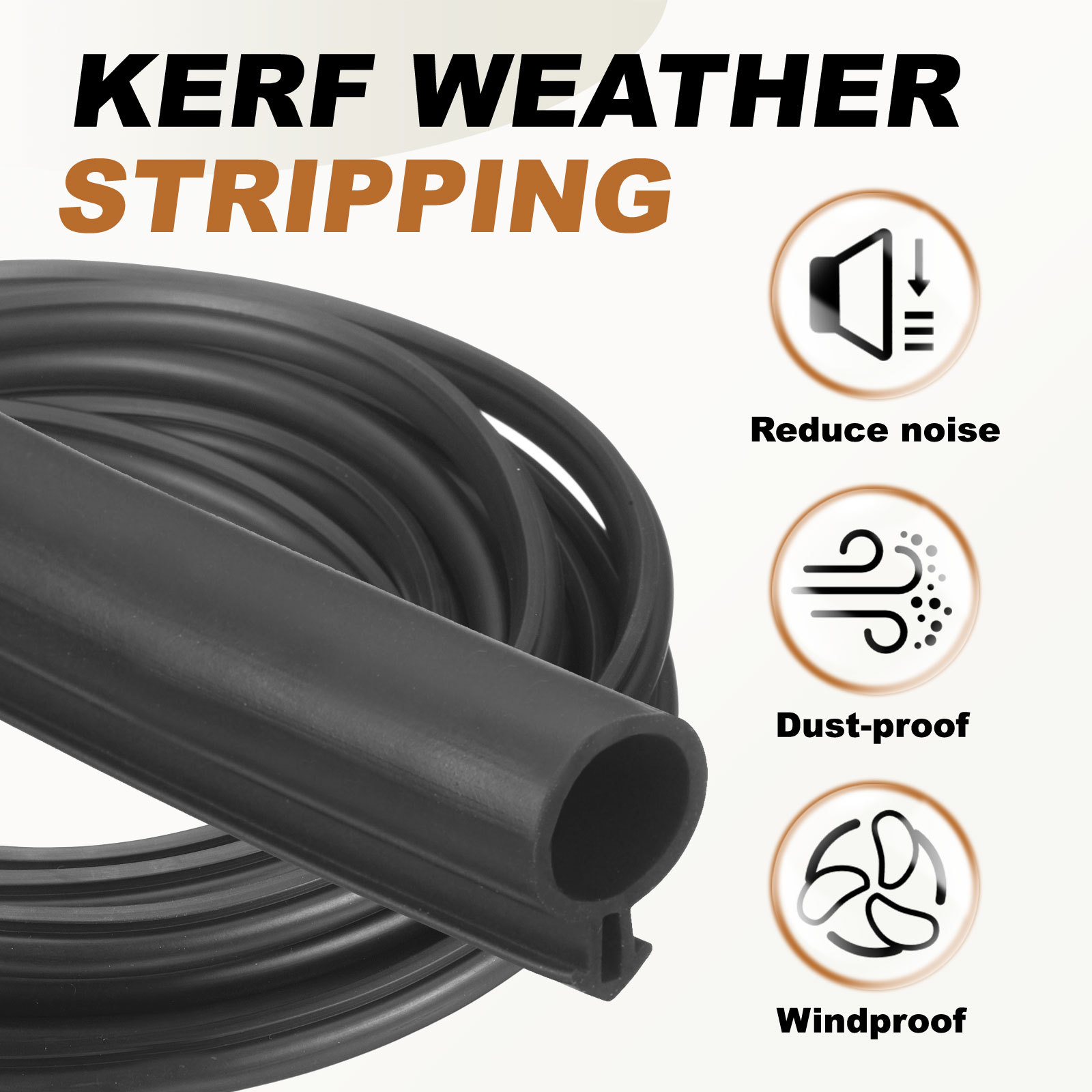 Uxcell Kerf Weather Stripping Seal Strip (19.68ft x 3/8") - Bulb Bubble Kerf Noise Reduction Rubber Flange Window Weatherstrip Seal for Door Frame Windows Card Slot, Black