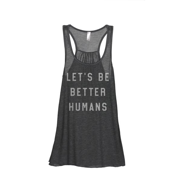 Let's Be Better Humans Women's Fashion Sleeveless Flowy Racerback Workout Yoga Tank Top Charcoal Grey X-Large