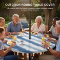thumbnail image 3 of Round Outdoor Tablecloth with Umbrella Hole and Zipper, Navy Blue Striped Tablecloth with Elastic Waterproof, Watercolor Abstract Vertical Stripes Ombre Patio Table Covers for 31" - 35" Pool Tables, 3 of 9