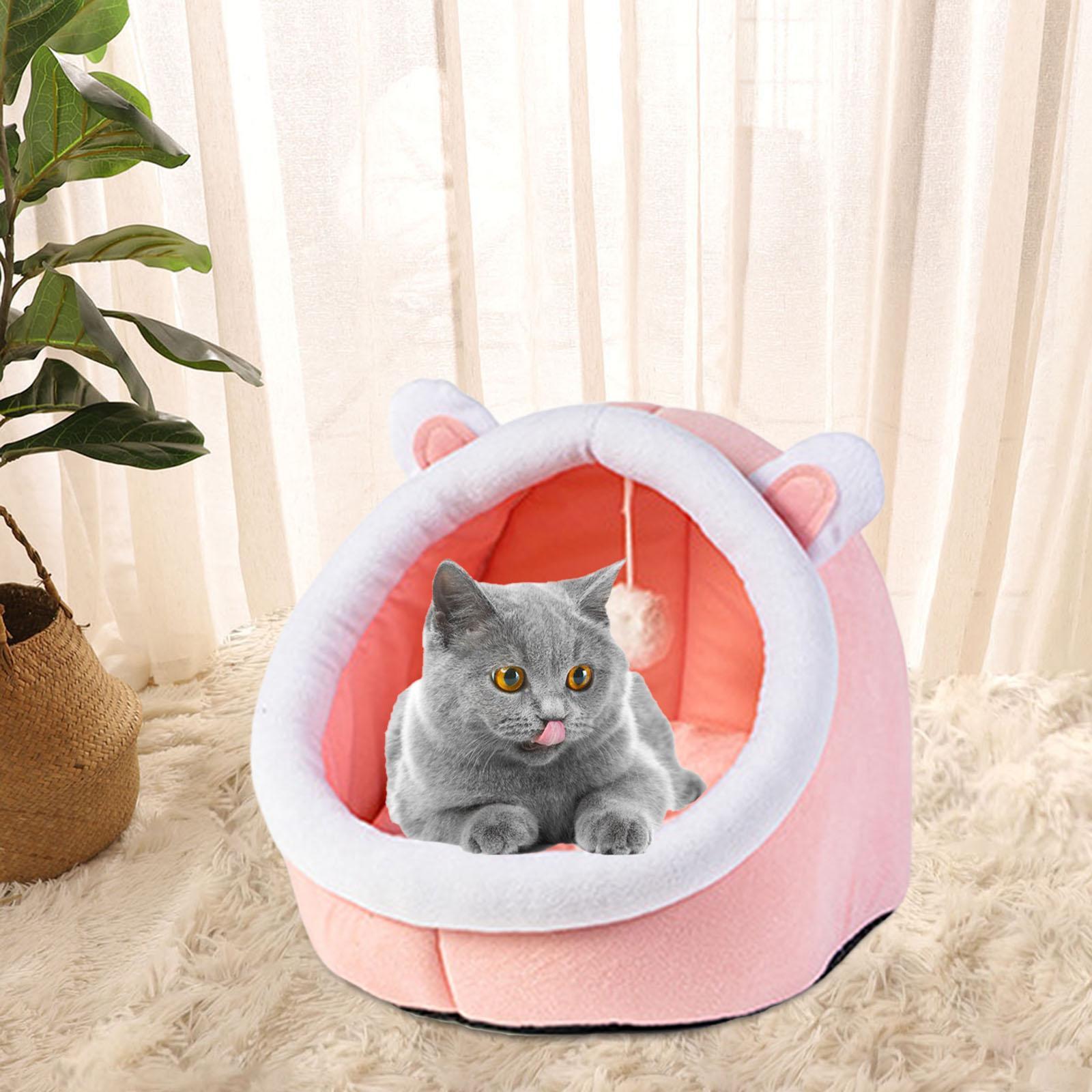 Comfortable Cat Bed With Ball Toy Sleeping Bed Kitten Cave For Indoor