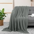 thumbnail image 2 of Unique Bargains Pure Cotton Soft Cable Knit Throw Blanket Gray 51" x 59", 2 of 8