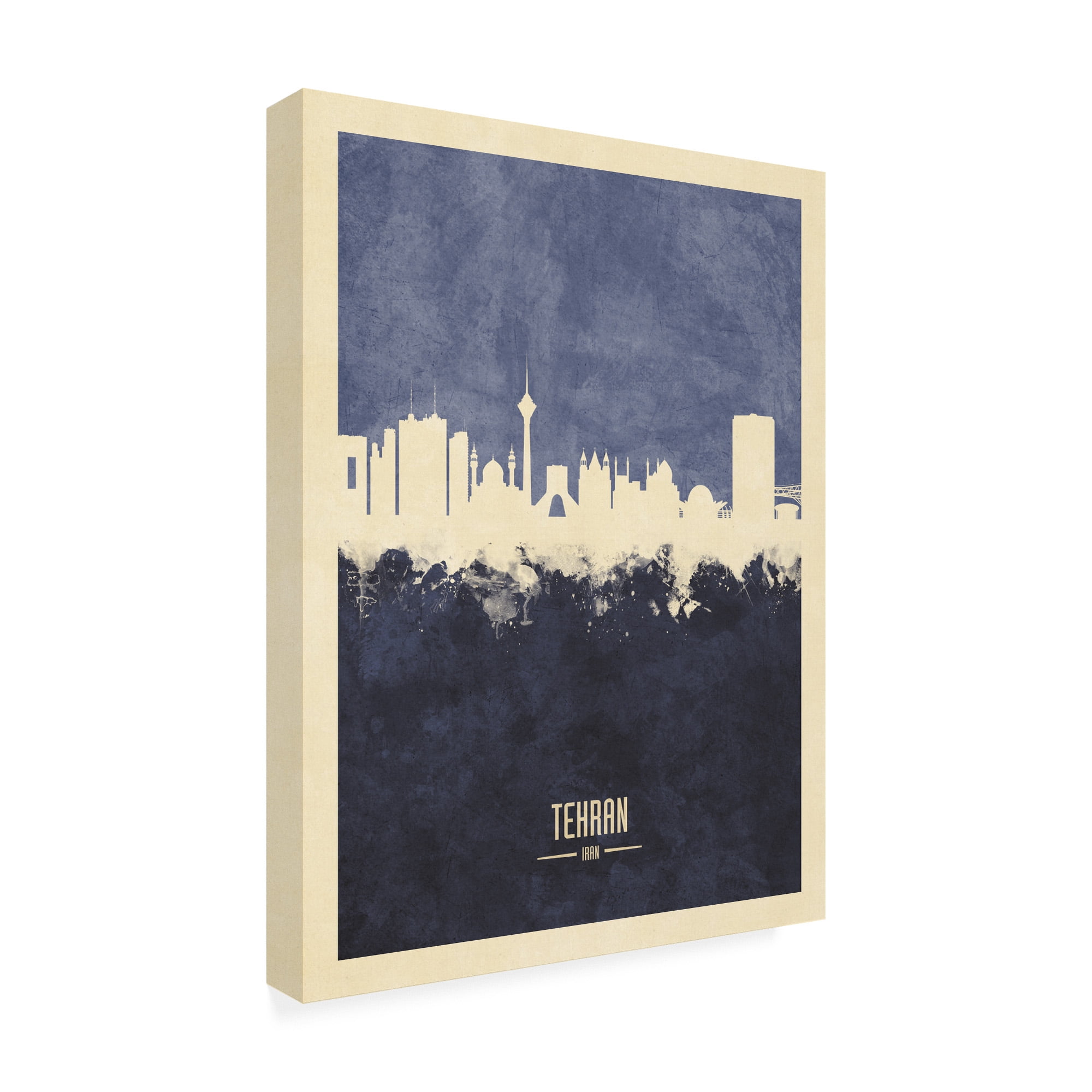 Trademark Fine Art 'Tehran Iran Skyline Navy' Canvas Art by Michael Tompsett