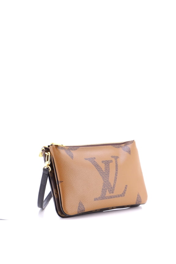 Pre-Owned Double Zip Pochette Reverse Monogram Giant By Rebag