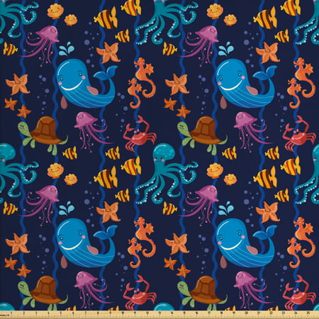 Underwater Theme Upholstery Fabric by the Yard Decorative Fabric for DIY and...