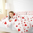 thumbnail image 4 of Manfei Graffiti Hearts Loves Bedding Comforter Set,Valentine Gift Twin Comforter Sets,Red White Bedding Set For Girls Kids,Luxury Bedroom Decor Reversible,2pcs, 4 of 8