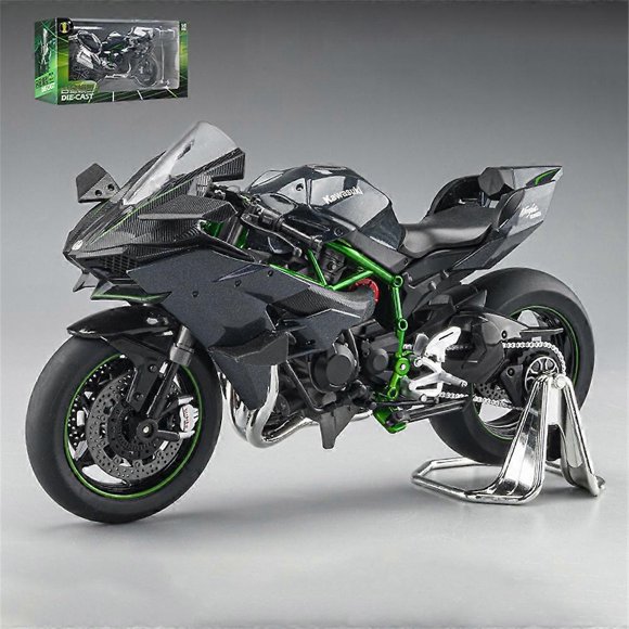 Modèle de Moto en Alliage Kawasaki H2R à l'Échelle 1:9, Jouet Autocycle Tout-Terrain Moulé sous Pression avec Lumières