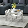 thumbnail image 6 of Wisfor Indoor Modern Mirrored with Diamonds MDF/ Glass Round End Table, Sliver, 6 of 14