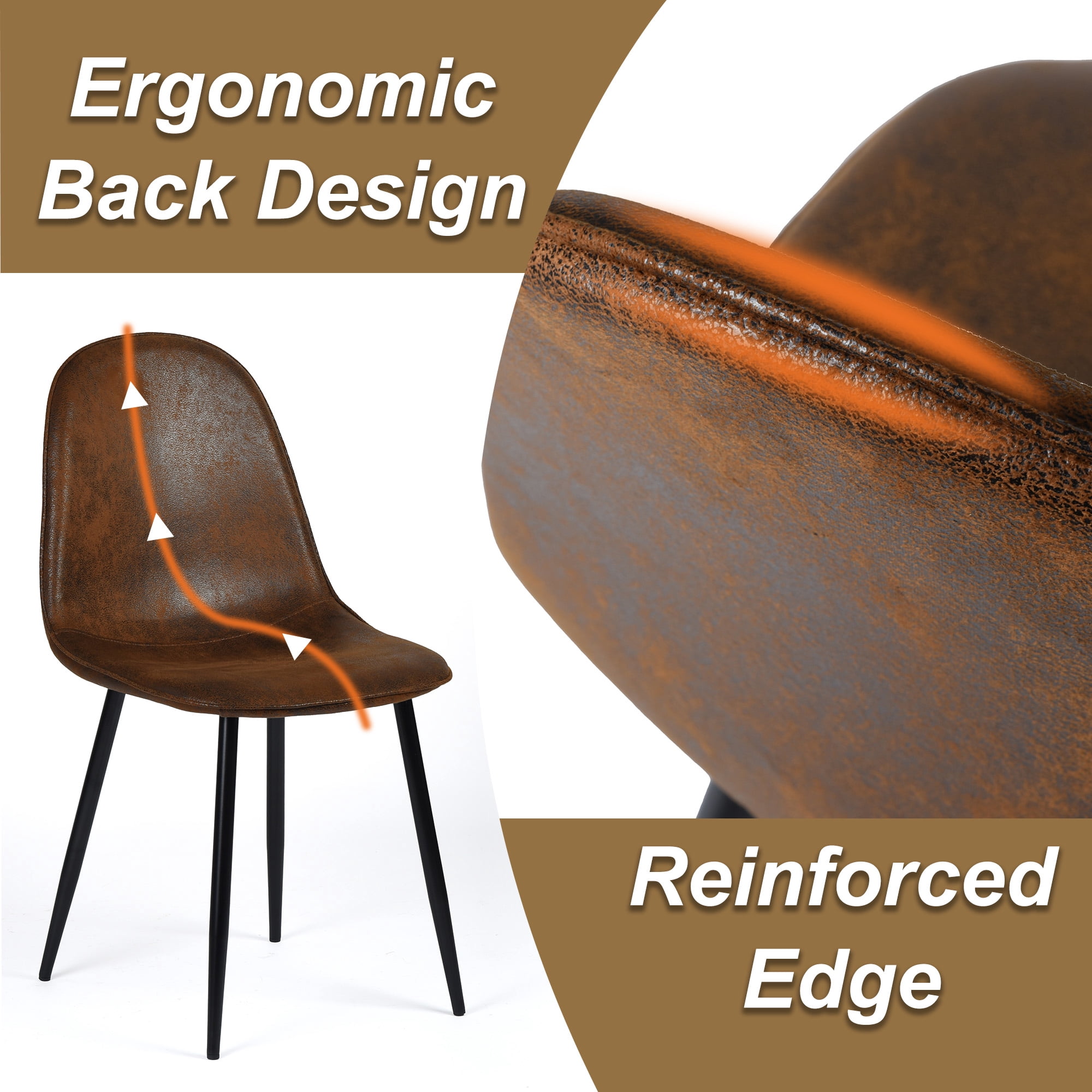 Homy Casa Dining Chair Set of 4, Upholstered Faux Suede Modern Kitchen Seating Chairs, Vintage Brown