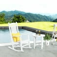 thumbnail image 3 of WestinTrends Malibu Classic 3 Piece Outdoor Rocking Chairs Set, All Weather Poly Lumber Adirondack Rocker Bistro Set Patio Deck Porch Chairs Set of 2 with Side Table, White, 3 of 7