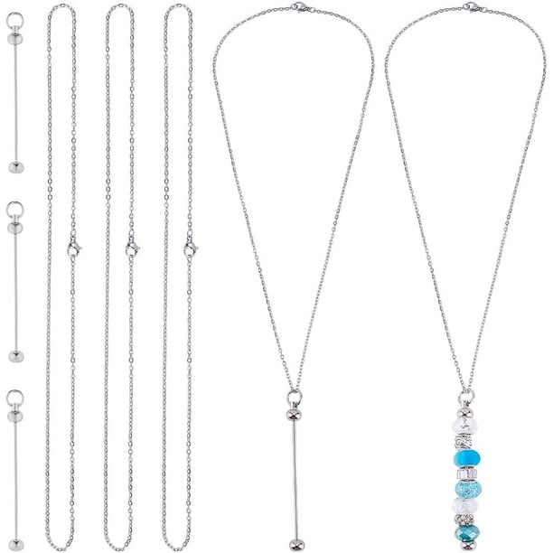 1 caja de 12 piezas de cuentas en blanco para collares, barras para collares, barras para colgantes, cadena de acero inoxidable para collares.
