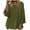 Army Green, variant on Women's Cotton Gauze Tops Dressy Casual Summer Cotton Blend Shirts 3/4 Sleeve Crewneck Flowy Tunic Shirt Plus Size