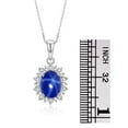 thumbnail image 3 of Rylos Sterling Silver Princess Diana Inspired Necklace: 9X7MM Blue Star Sapphire & Sparkling Diamonds -  18" Chain Exquisite Birthstone Jewelry, 3 of 7
