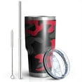 thumbnail image 2 of 30oz Red Black Camo Classic Pattern Tumblers Stainless Steel Tumbler with Lid and Straw,Vacuum Insulated Double Wall Travel Tumbler Cups Mug with Cleaning Brush for Coffee,Tea, 2 of 7