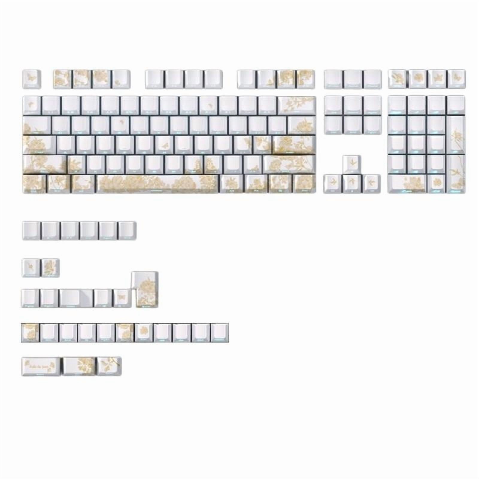 146/136 Keys Translucent Keycaps Platinums Embroidery PBT Side Print Backlit Shine Through Keycaps for M Keyboard