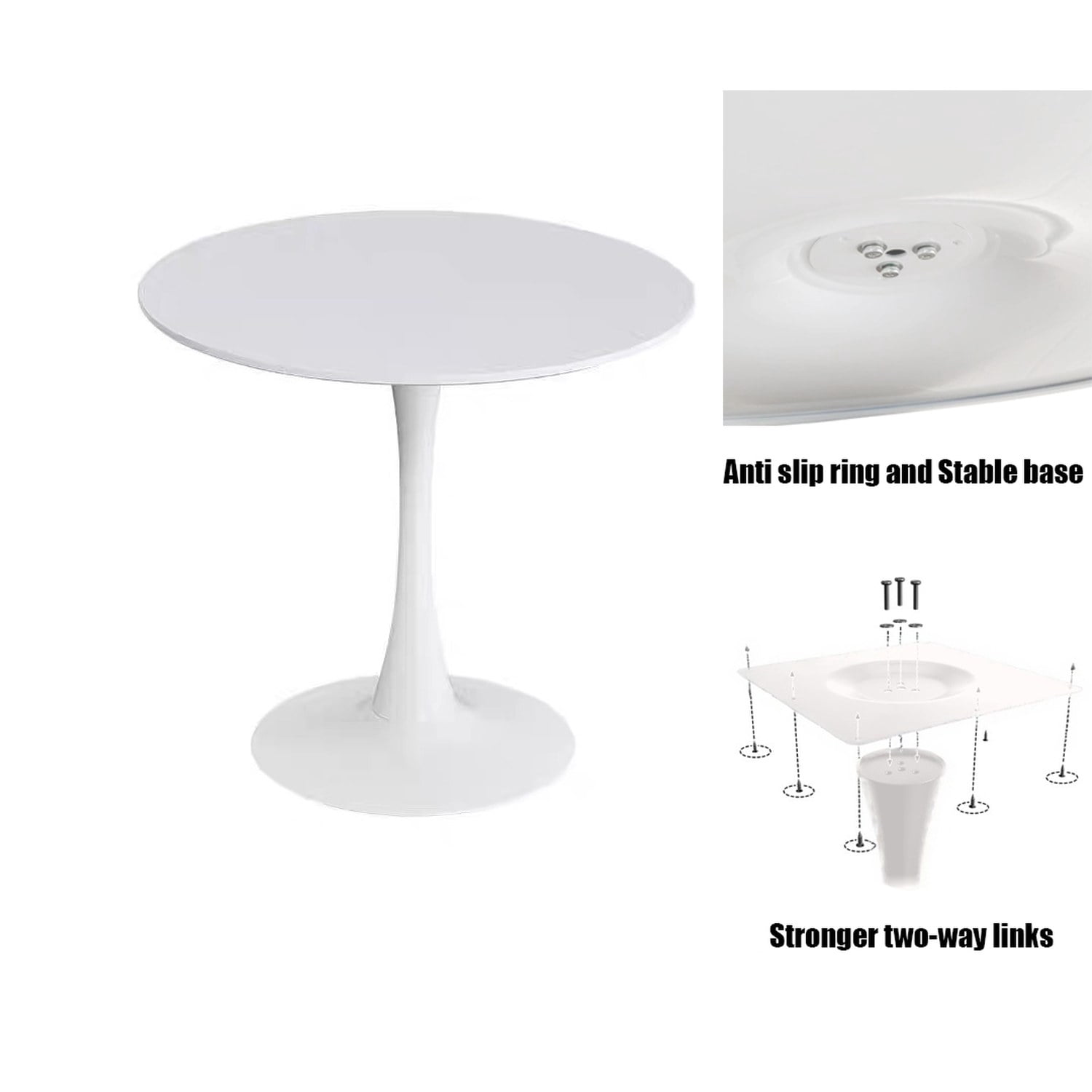 Modern Round Dining Table, ∅31.5" Kitchen Dining Room Furniture, Coffee Table, Leisure Table, Living Room Table, Oval Dining Table, WHTIE
