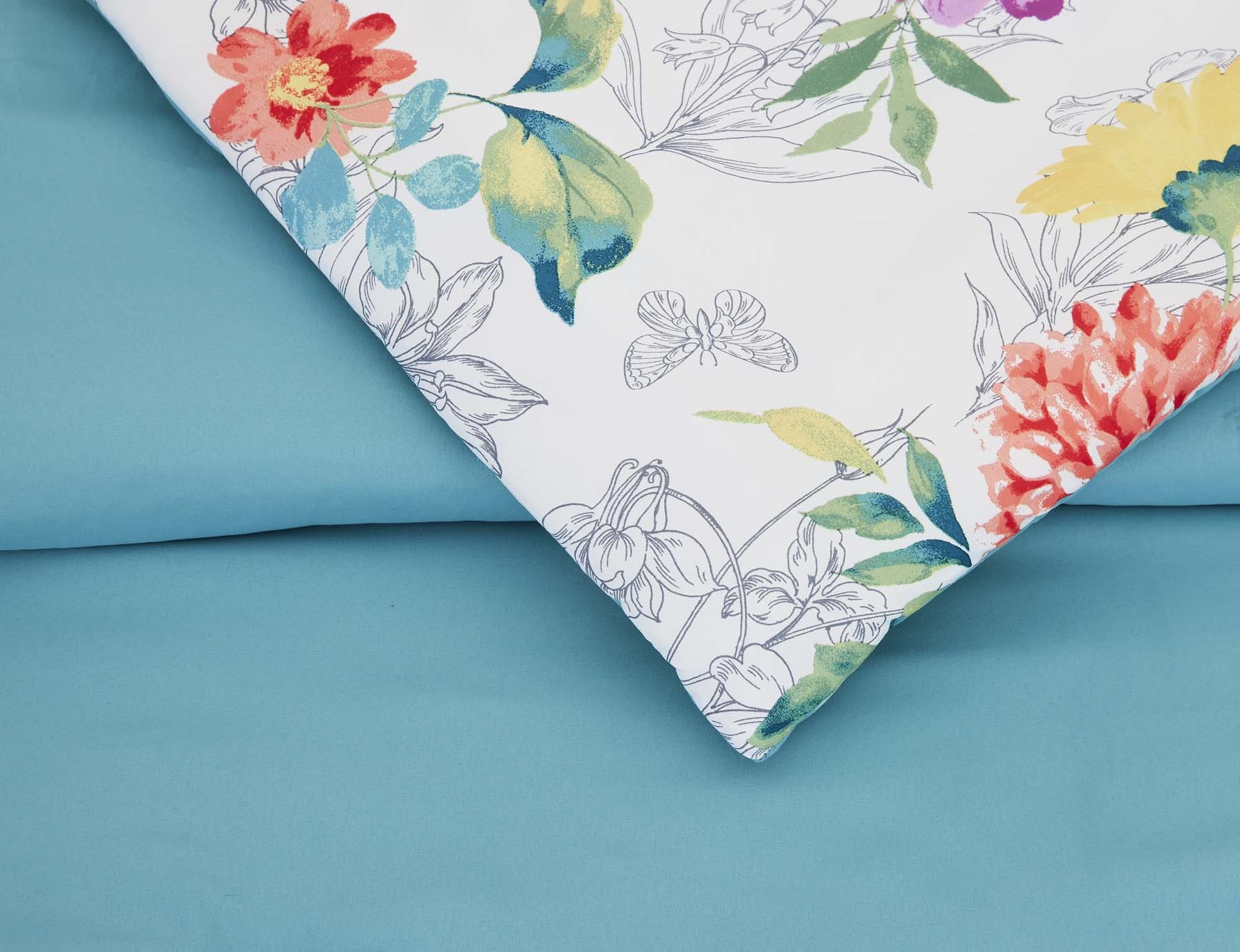 The Pioneer Woman Teal Polyester Blooming Bouquet 4-Piece Full/Queen Comforter Set - image 5 of 9