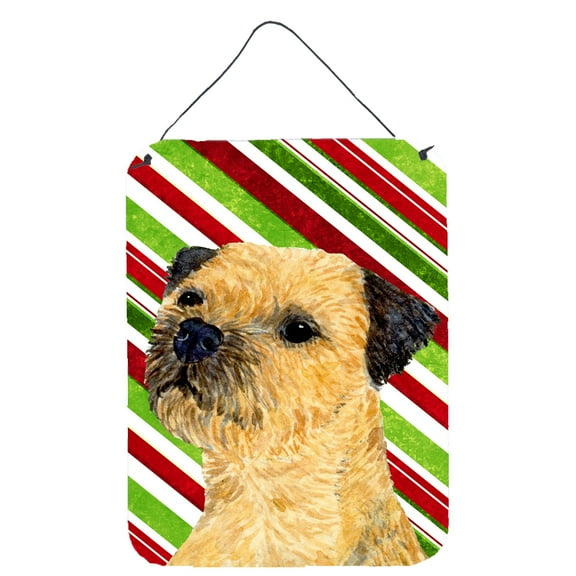 Border Terrier Candy Cane Holiday Christmas Wall or Door Hanging Prints