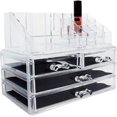 thumbnail image 1 of Organizador de maquillaje transparente, vitrina de cosméticos para el cuidado de la piel con 4 cajones, organizador de maquillaje, cosméticos, joyas, accesorios para el cabello, 1 of 5