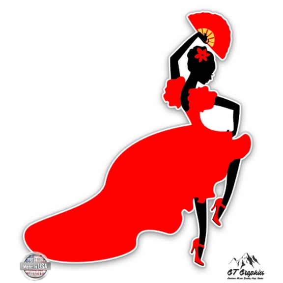 Spanish Flamenco Dancer - 5" Vinyl Sticker - For Car Laptop I-Pad - Waterproof Decal