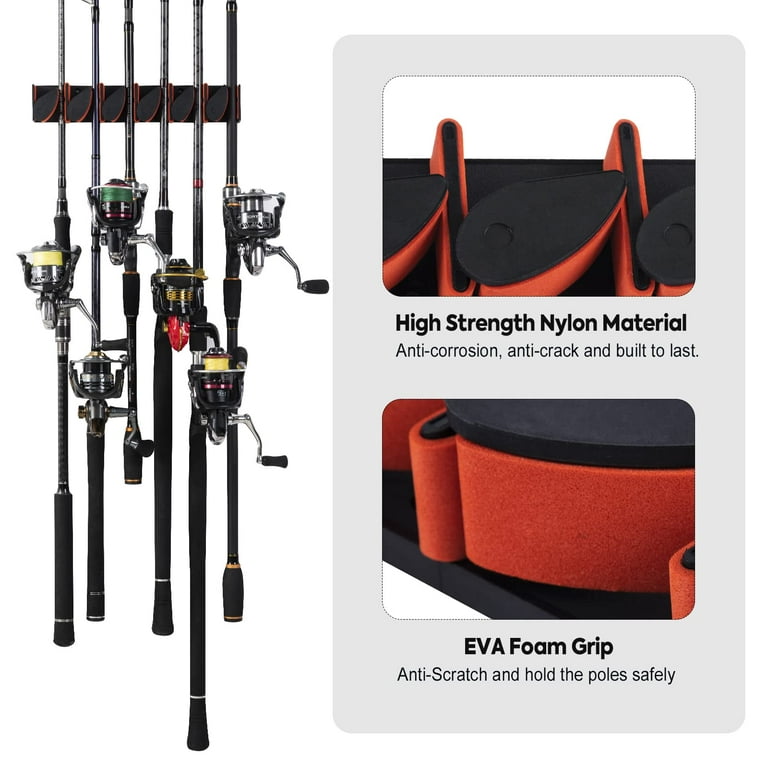 Goture Vertical Fishing Rod Holder, Horizontal Fishing Rod holder, Wall  Mount Fishing Rod Rack Hold up to 12 Rods or Combos 
