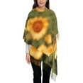 thumbnail image 4 of Cauagu Golden Sunflower In Field Print Women Wrap Shawl tassels Scarves Retro Scarf 77.6"X28.3", 4 of 8