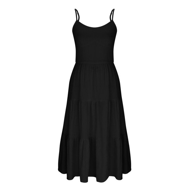 Women's Ruffle Sundress Summer Boho Square Neck Beach Vacation Long Dress Adjustable Spaghetti Strap A line Maxi Dresses
