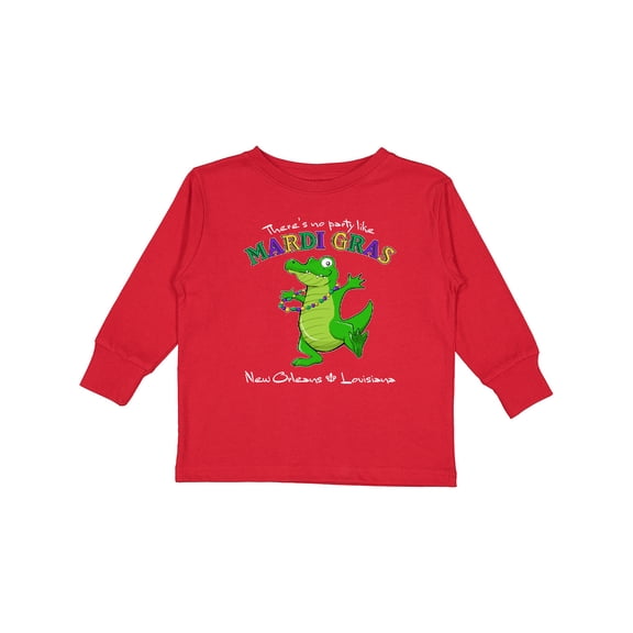 Inktastic There's No Party Like Mardi Gras-alligator Boys or Girls Long Sleeve Toddler T-Shirt